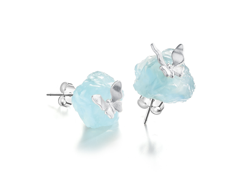 Aquamarine Butterfly Stud Küpe