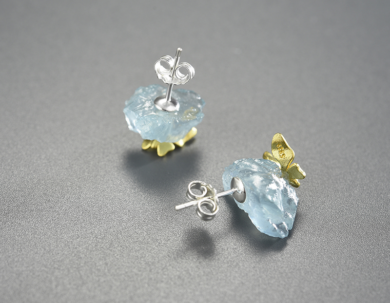 Aquamarine Butterfly Stud Küpe