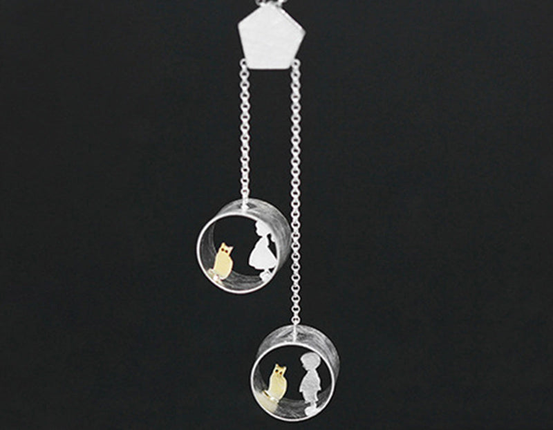 Boy and Girl Meets Cat Pendant II