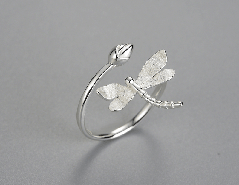 Dragonfly Lotus Bud Ring