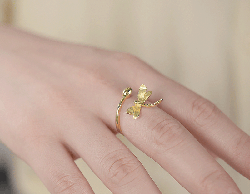 Dragonfly Lotus Bud Ring