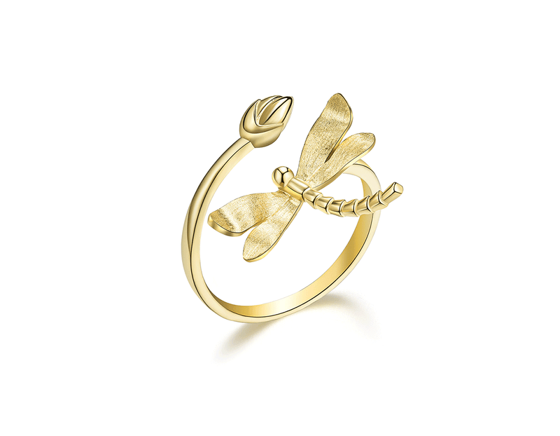 Dragonfly Lotus Bud Ring