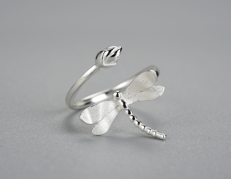 Dragonfly Lotus Bud Ring