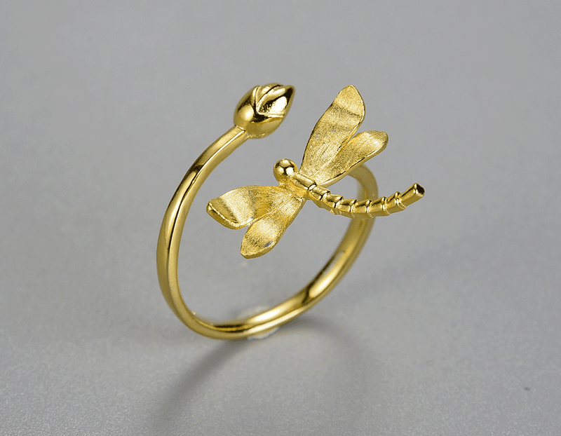 Dragonfly Lotus Bud Ring