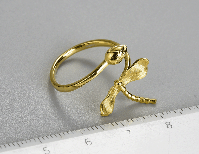 Dragonfly Lotus Bud Ring