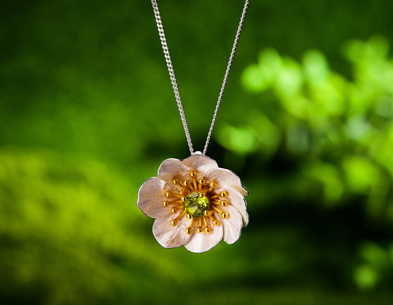 Blooming Anemone Flower Pendant