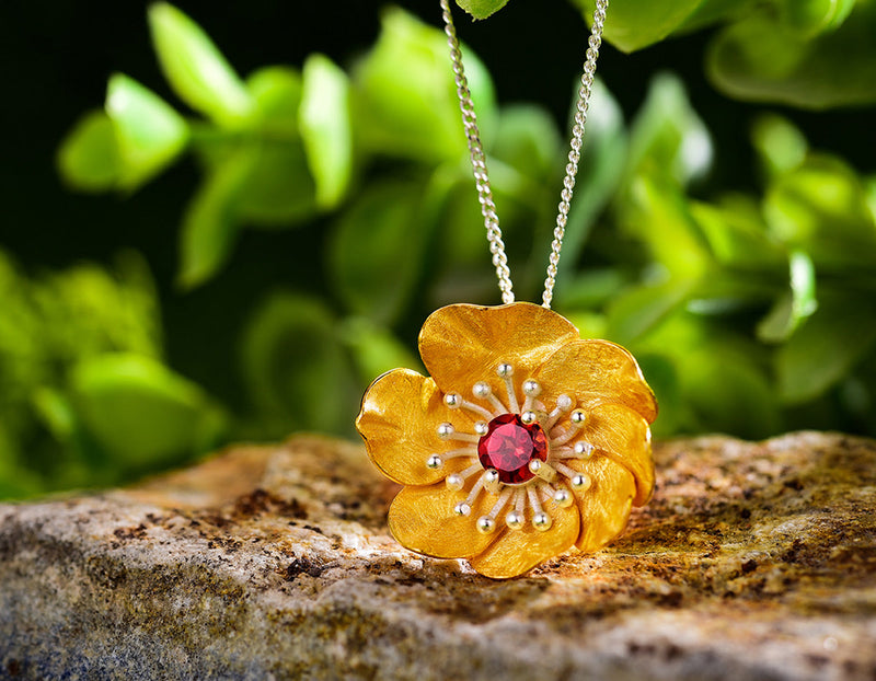 Blooming Anemone Flower Pendant