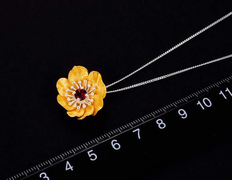 Blooming Anemone Flower Pendant