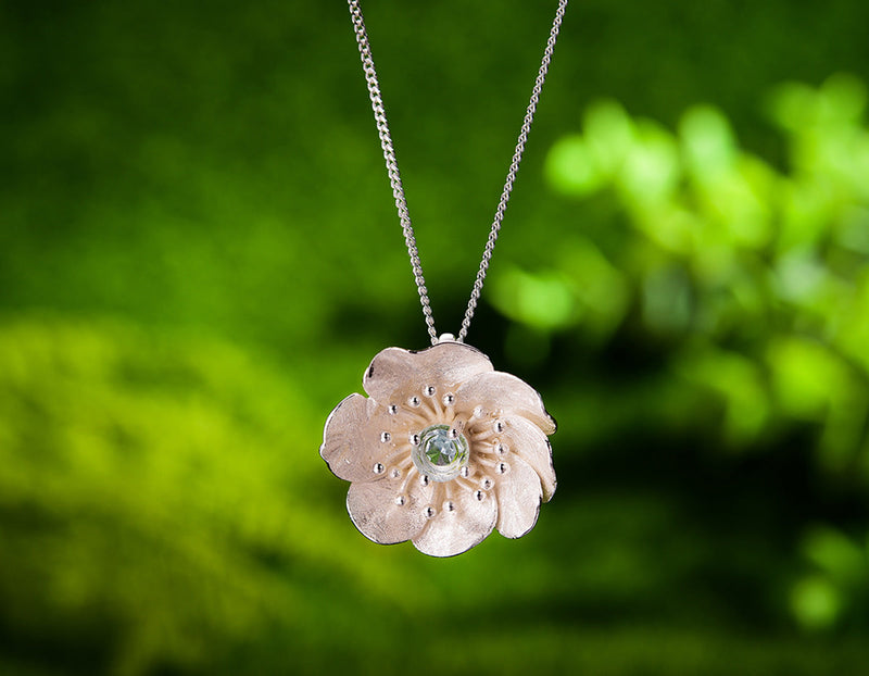 Blooming Anemone Flower Pendant