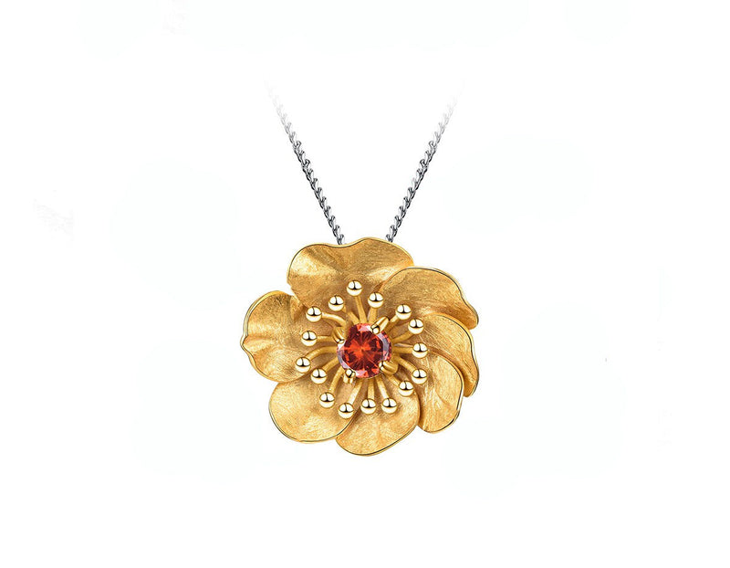 Blooming Anemone Flower Pendant