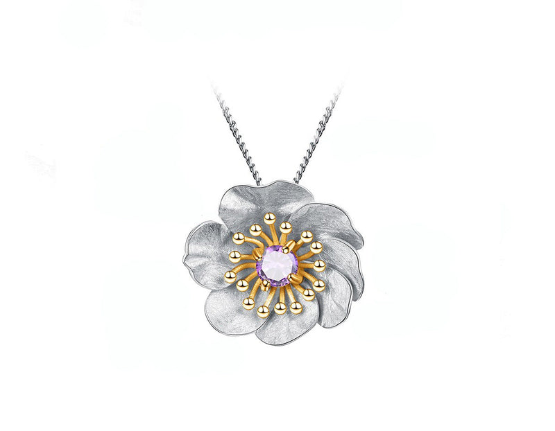 Blooming Anemone Flower Pendant