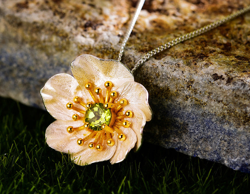 Blooming Anemone Flower Pendant