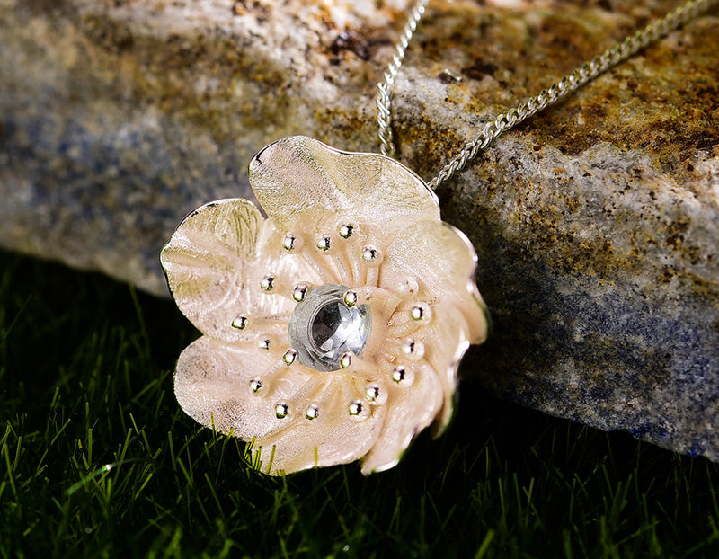 Blooming Anemone Flower Pendant