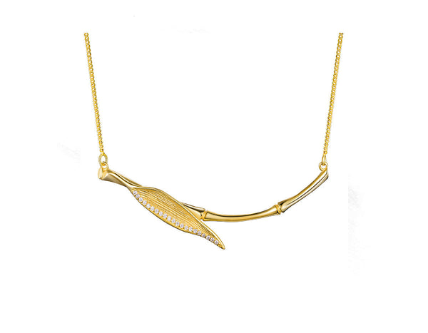 Morning Dew on Bamboo Leaf Necklace