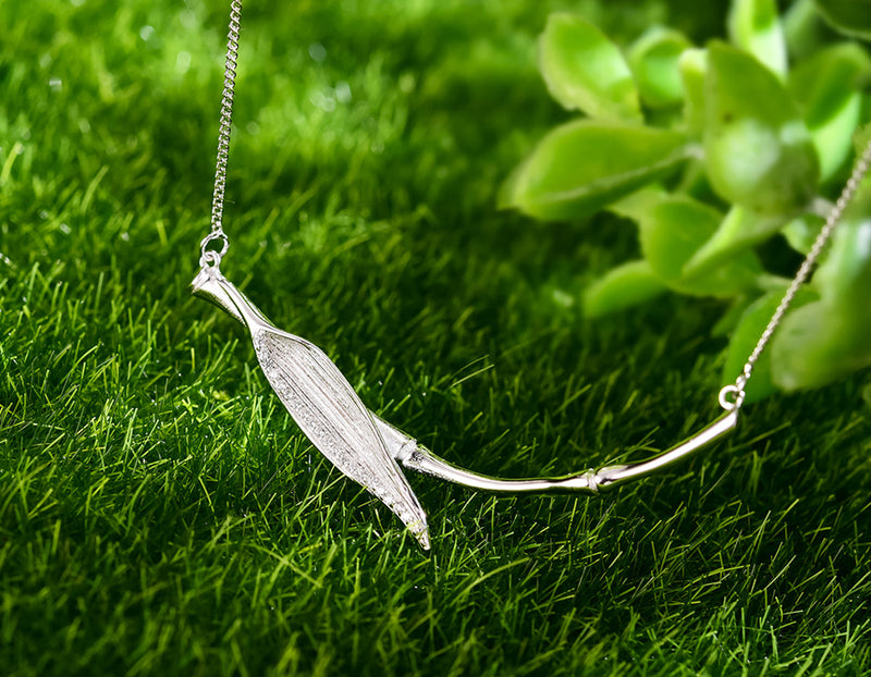 Morning Dew on Bamboo Leaf Necklace