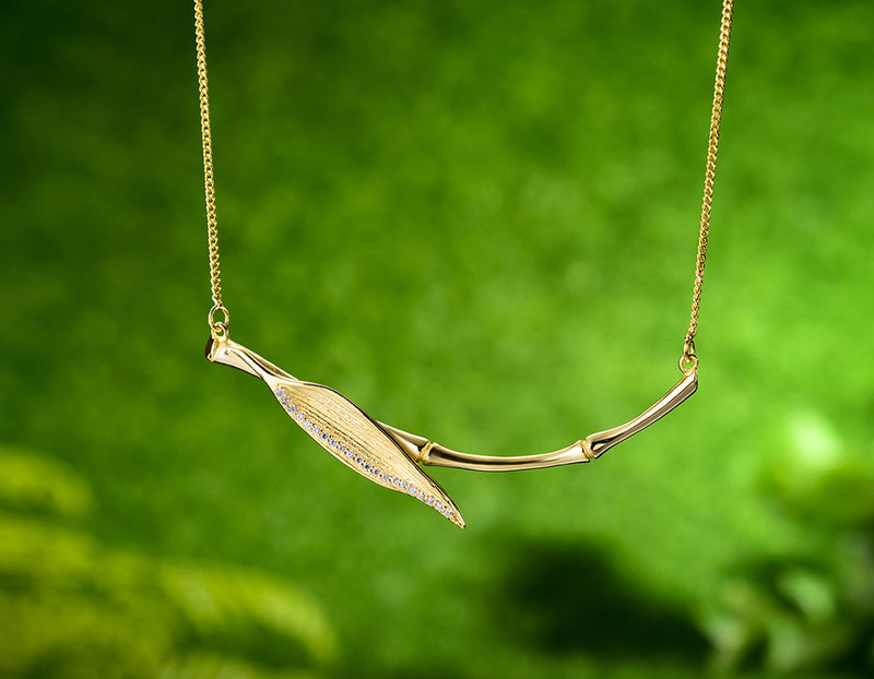 Morning Dew on Bamboo Leaf Necklace