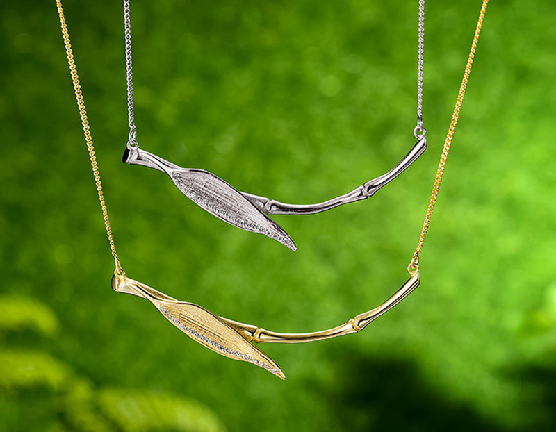 Morning Dew on Bamboo Leaf Necklace