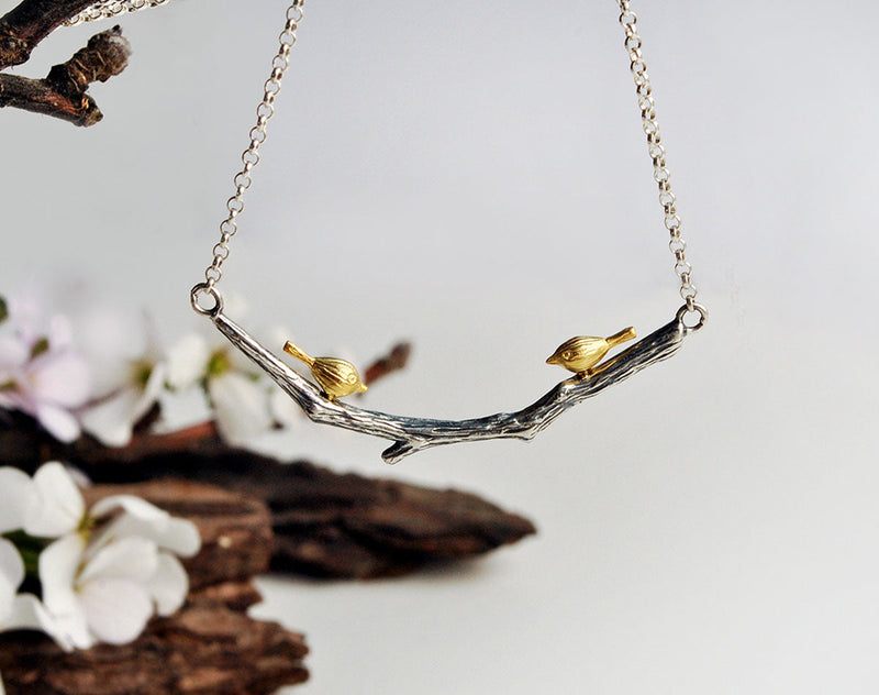 Birds on Branch Necklace