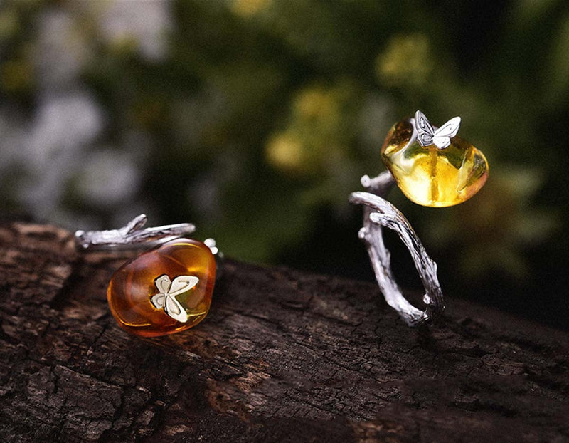 Amber Butterfly Ring