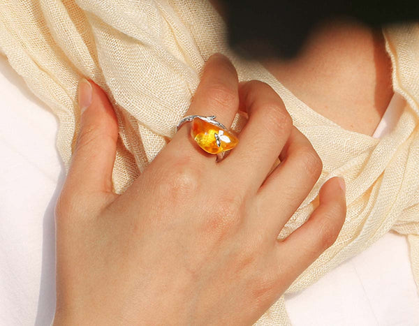 Amber Butterfly Ring