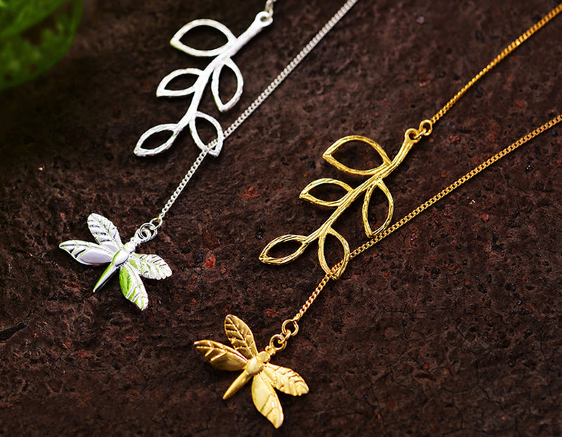 Dragonfly Leaves Necklace