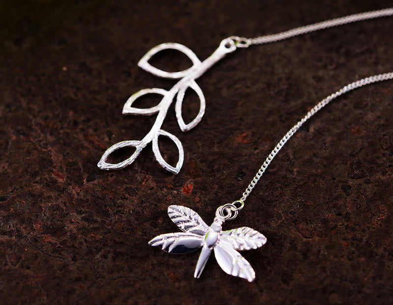 Dragonfly Leaves Necklace