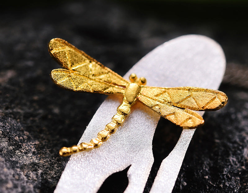 Dragonfly Upon Grass Flower Pendant