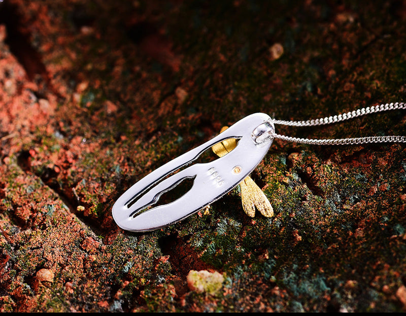 Dragonfly Upon Grass Flower Pendant