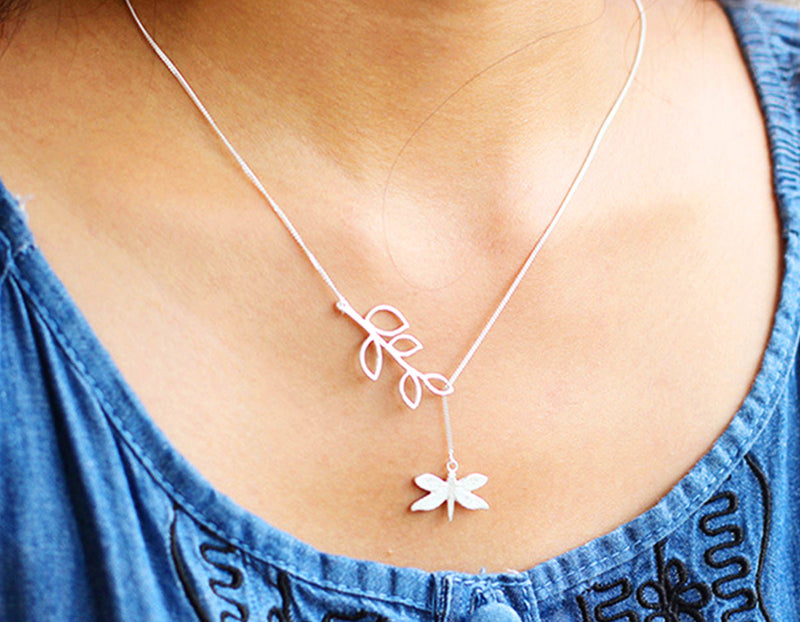 Dragonfly Leaves Necklace