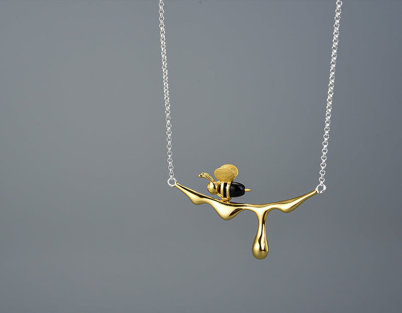 Dripping Honey & Bee Necklace