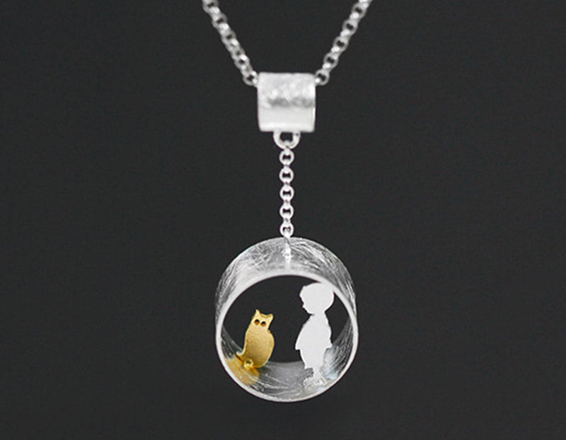 Boy and Girl Meets Cat Pendant