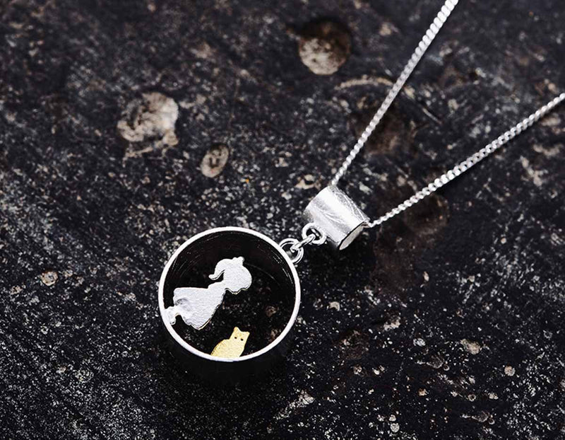 Boy and Girl Meets Cat Pendant