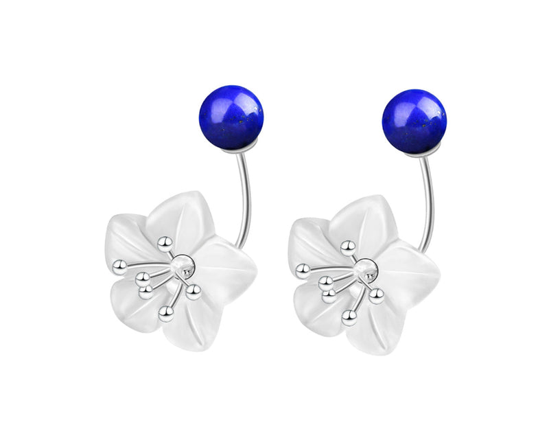 Crystal & Lapis Lotus Earring