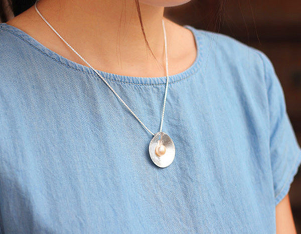 Pearl Lotus Leaf Pendant