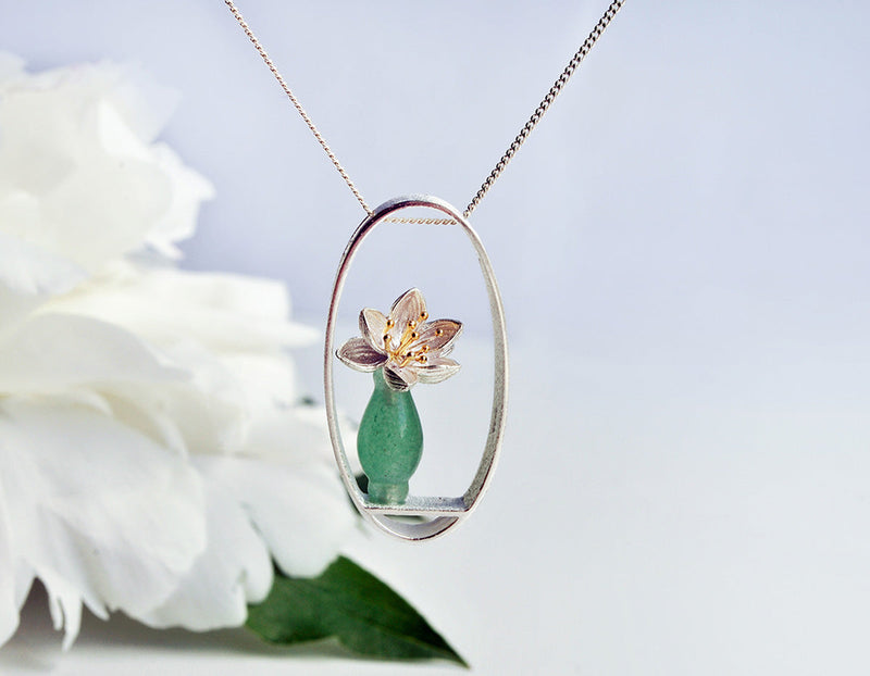 Lotus Whispers Vase Pendant